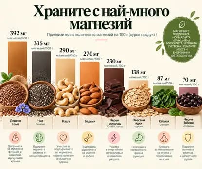 8 храни с най-много магнезий, защо чинията бие лъжицата семена и колко ни трябва на ден